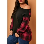 Lovely Casual Printed Red Plus Size Blouse