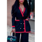 Lovely Casual Patchwork Black Cardigan(Without Bel