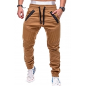 LW COTTON Men Casual Lace-up Khaki Pants