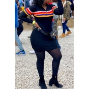 Lovely Casual Striped Skinny Black Mini Dress