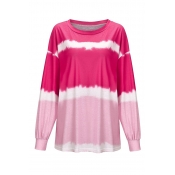 Lovely Casual O Neck Printed Pink Sweatshirt Hoodi