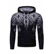 Lovely Casual Hooded Collar Printed Black Hoodie