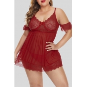 Lovely Sexy See-through Red Babydolls