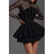 Lovely Party Layered Black Mini Evening Dress