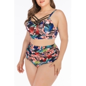 Lovely Hollow-out Multicolor Plus Size Two-piece S