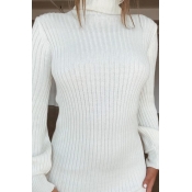 Lovely Casual Turtleneck White Mini Dress