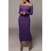 Lovely Trendy Skinny Purple Ankle Length Dress