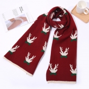 Lovely Casual Antler Wine Red Scarves