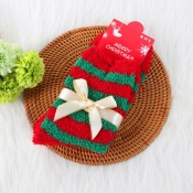 Lovely Christmas Day Striped Red Socks