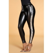 Lovely Casual Skinny Silver PU Pants