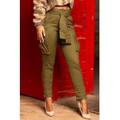 Lovely Casual Pocket Patched Army Green Pants
