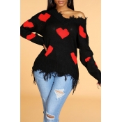 Lovely Casual Tassel Design Black Sweater