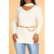 Lovely Casual Hollow-out Beige Sweater