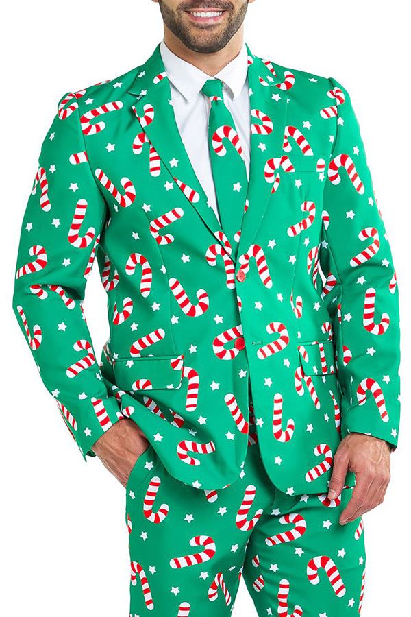 Lovely Casual Turndown Collar Print Green Formal Wear