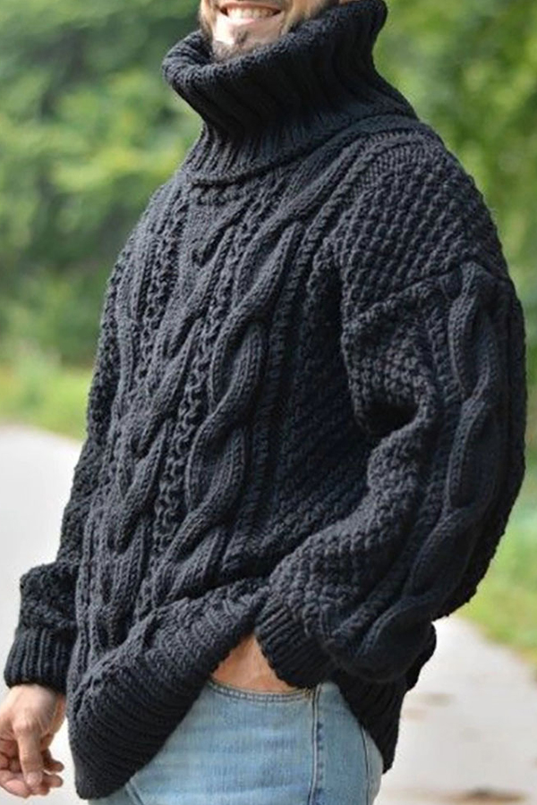 Lovely Casual Turtleneck Black Sweater