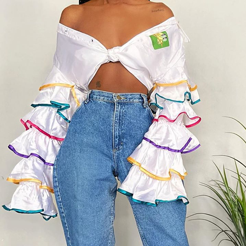 Lovely Casual Flounce White Blouse