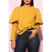 Lovely Chic O Neck Yellow Blouse