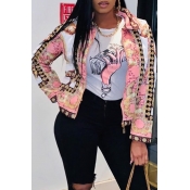 Lovely Casual Print Multicolor Coat
