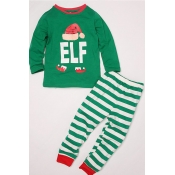 Lovely Family Striped Green Kids Two-piece Pants S