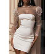 Lovely Sweet Patchwork White Mini Dress