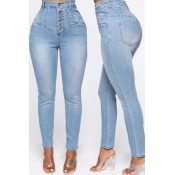 Lovely Casual Skinny Baby Blue Jeans