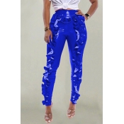 Lovely Trendy Flounce Design Blue Pants