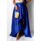Lovely Work Asymmetrical Royal Blue Skirt