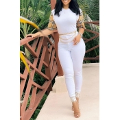 Lovely Leisure Plaid Print White Two-piece Pants S