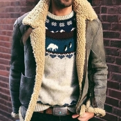 Lovely Casual Patchwork Blue Faux Suede