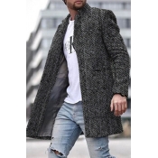 Lovely Casual Basic Print Dark Grey Coat