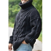 Lovely Casual Turtleneck Black Sweater