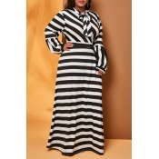 Lovely Leisure Striped Black Plus Size Maxi Dress