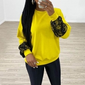 Lovely Chic Patchwork Yellow Sweatshirt Hoodie
