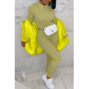 Lovely Casual Plaid Yellow One-piece Jumpsuit