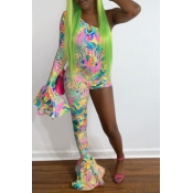 Lovely Trendy One Shoulder Multicolor One-piece Ju