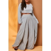 Lovely Trendy Loose Grey Two-piece Pants Set