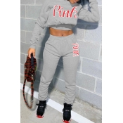 Lovely Casual Print Light Grey Two-piece Pants Set