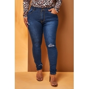 Lovely Chic Skinny Blue Plus Size Jeans