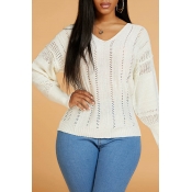Lovely Leisure Hollow-out Beige Sweater