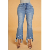 Lovely Chic Flared Blue Jeans