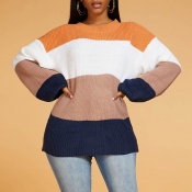 Lovely Chic Patchwork Multicolor Sweater