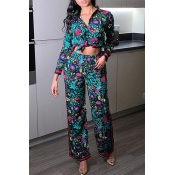 Lovely Casual Floral Print Multicolor Two-piece Pa