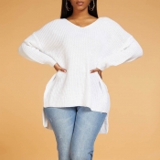 Lovely Leisure Basic Loose White Sweater