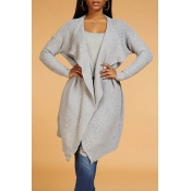 Lovely Casual Loose Grey Cardigan