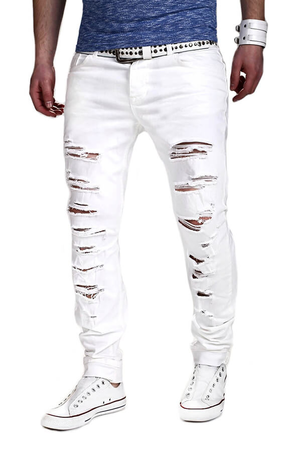Men Lovely Casual Hollow-out White Pants
