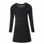 Lovely Casual O Neck Black Plus Size Mini Dress