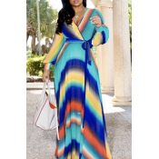 Lovely Sweet Striped Print Multicolor Maxi Dress