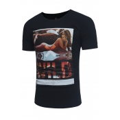 Lovely Leisure Basic Print Black T-shirt