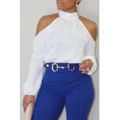Lovely Chic Dew Shoulder White Blouse