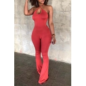 Lovely Chic Dew Shoulder Red One-piece Jumpsuit